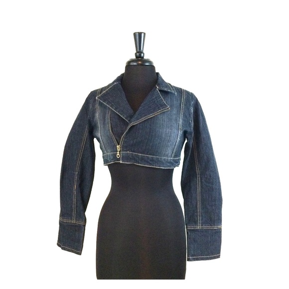 No Fuze Jackets & Blazers - No Fuze Zipper Front Cropped Denim Jasket